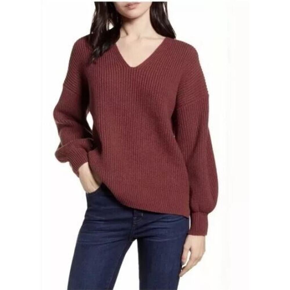 Madewell Women's Thornton Balloon Sleeve Sweater in Horseman Small‎ MSRP $98